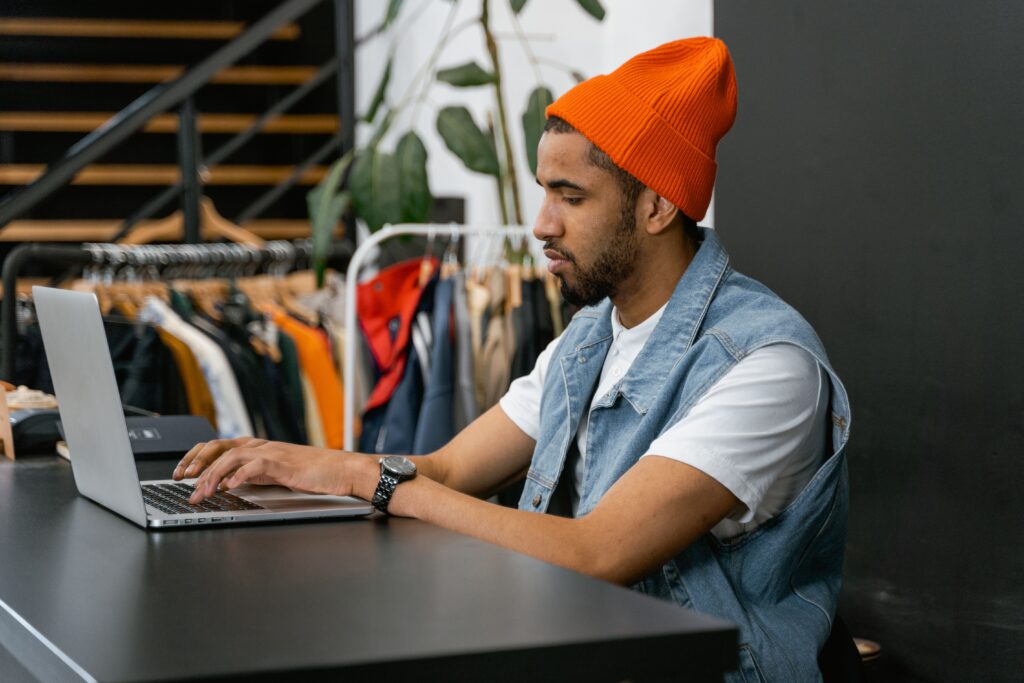 A man managing an online business