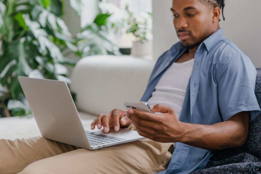 Man checking internet connection on a mobile device