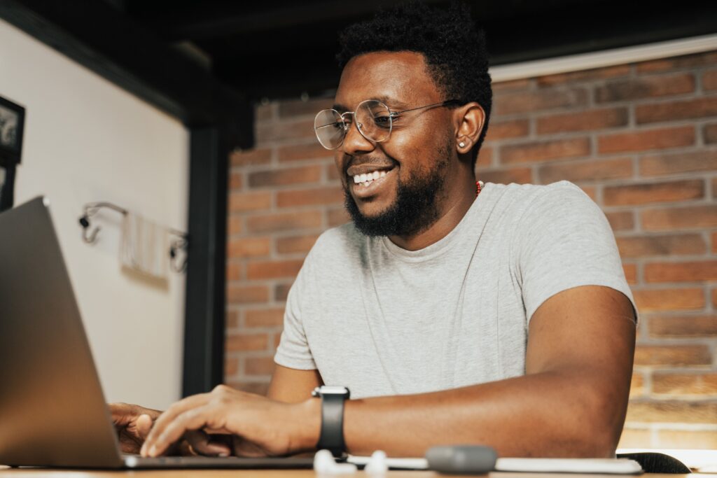 Man creating a website with AI